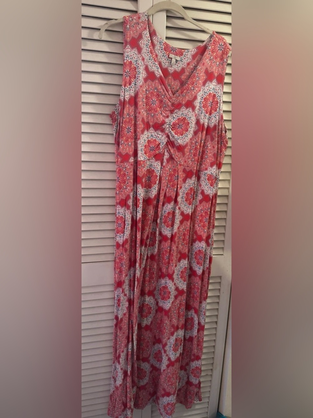 Talbots Coral Floral Medallion Maxi Dress